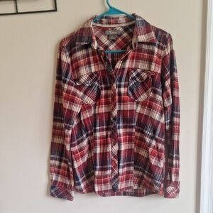 Natural Reflections Red White&Blue Flannel Button Down Shirt Size M